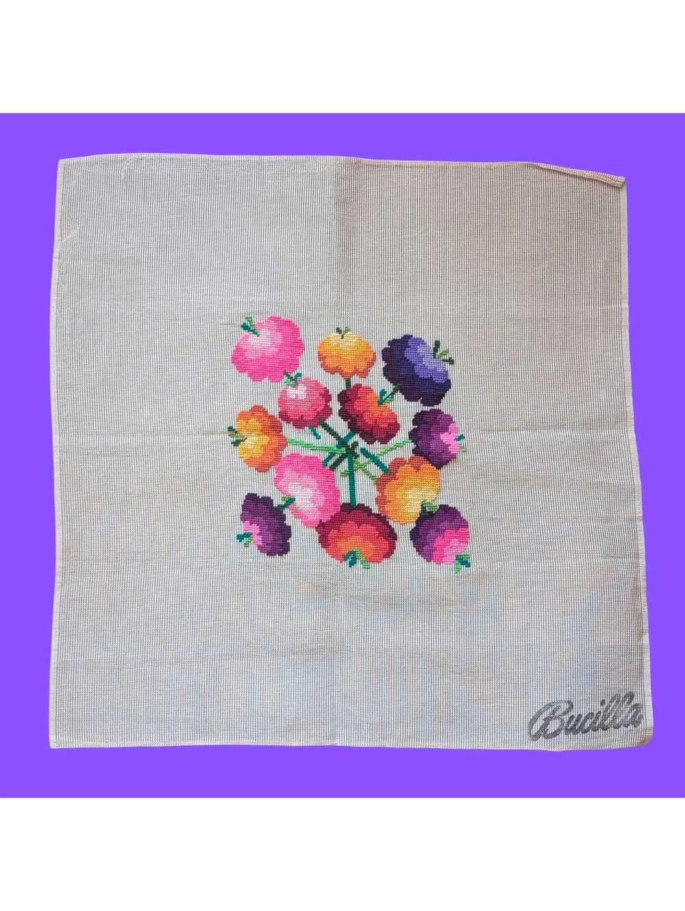 Vintage Bucilla Pre-Worked Needlepoint Panel